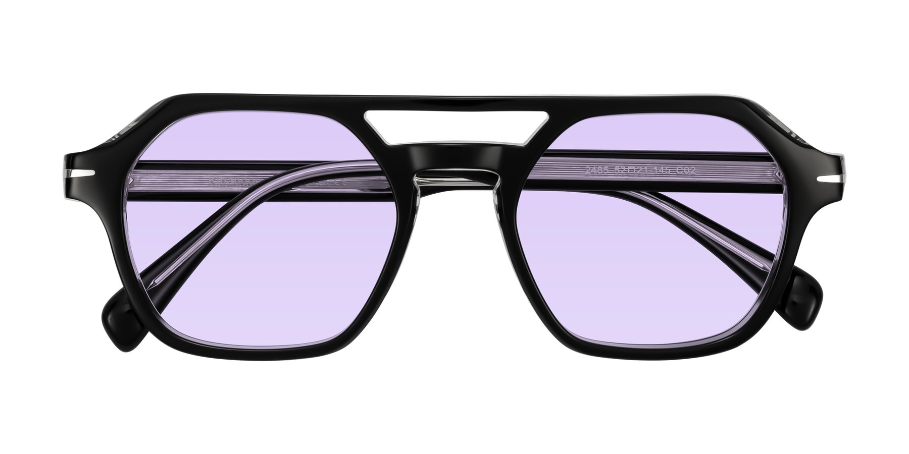 Folded Front of Kibandou in Black/Clear with Light Purple Tinted Lenses
