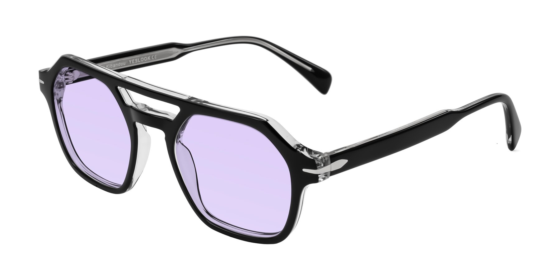 Angle of Kibandou in Black/Clear with Light Purple Tinted Lenses