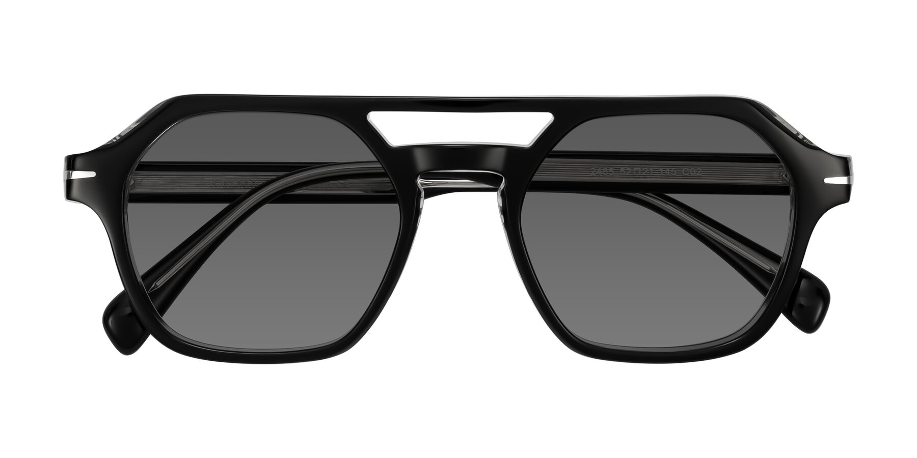 Folded Front of Kibandou in Black/Clear with Medium Gray Tinted Lenses