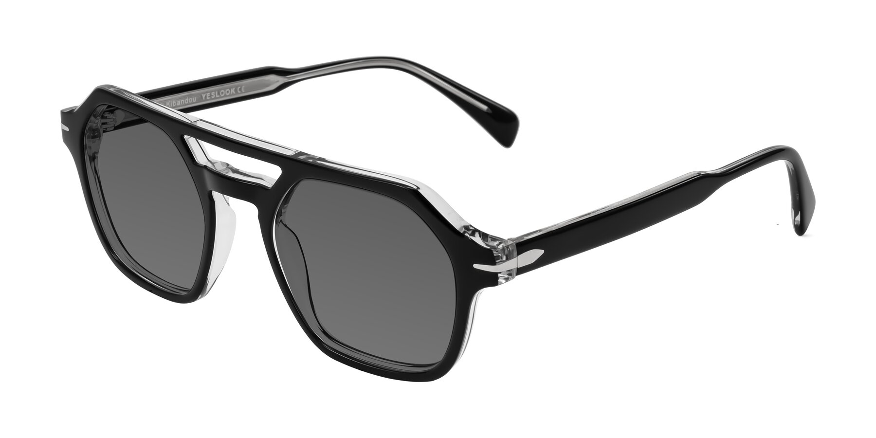 Angle of Kibandou in Black/Clear with Medium Gray Tinted Lenses