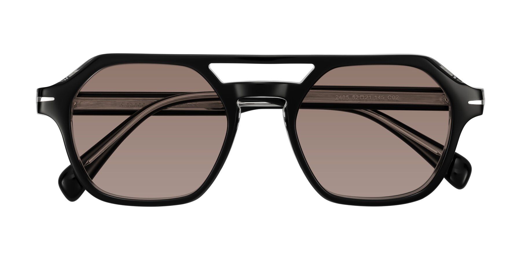 Folded Front of Kibandou in Black/Clear with Medium Brown Tinted Lenses