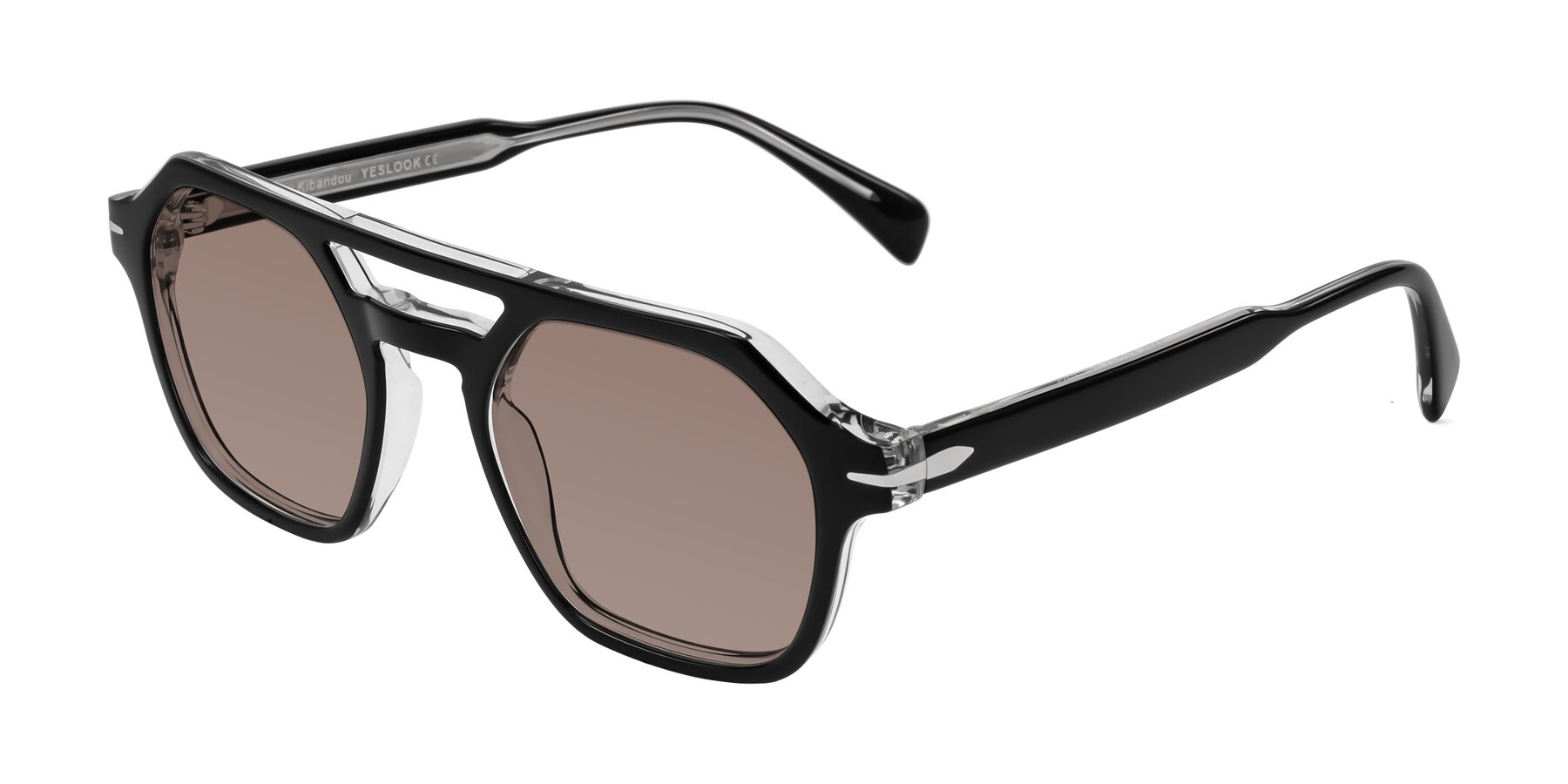 Angle of Kibandou in Black/Clear with Medium Brown Tinted Lenses