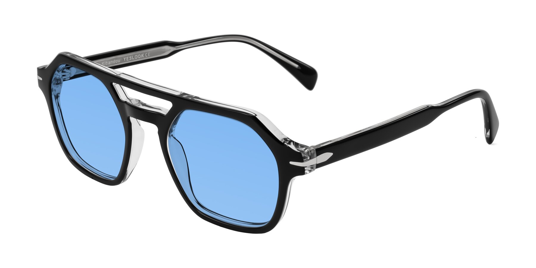 Angle of Kibandou in Black/Clear with Medium Blue Tinted Lenses