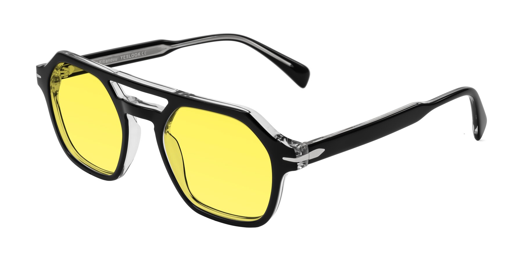 Angle of Kibandou in Black/Clear with Medium Yellow Tinted Lenses