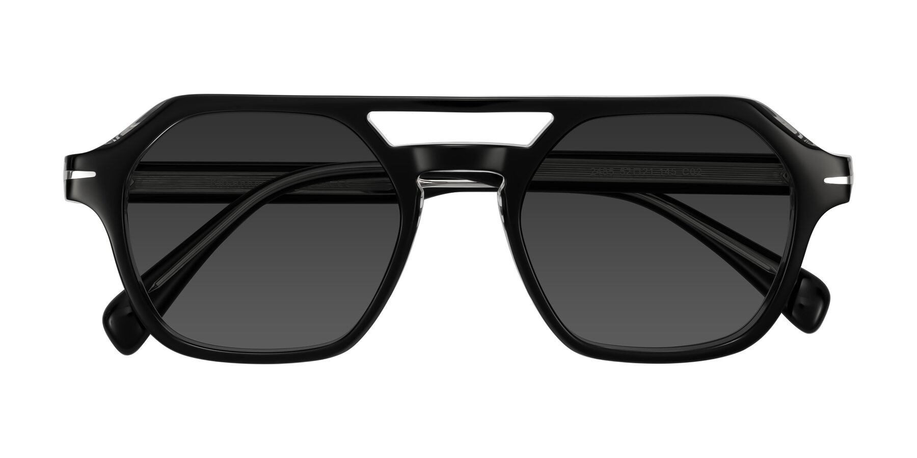 Folded Front of Kibandou in Black/Clear with Gray Tinted Lenses