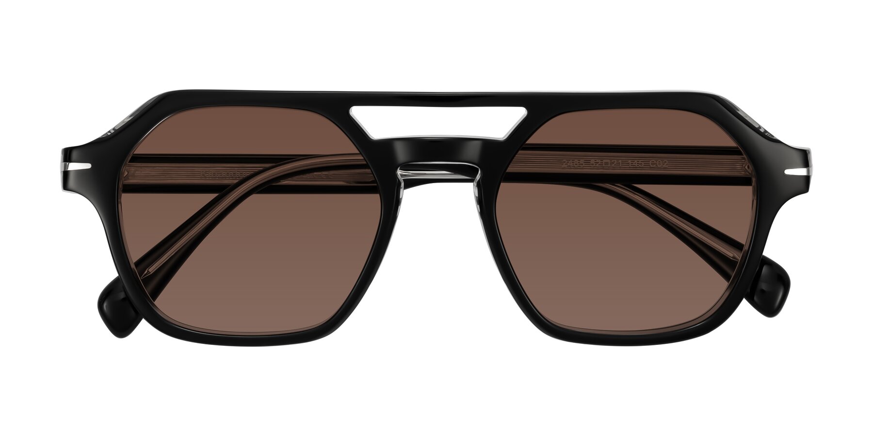 Folded Front of Kibandou in Black/Clear with Brown Tinted Lenses