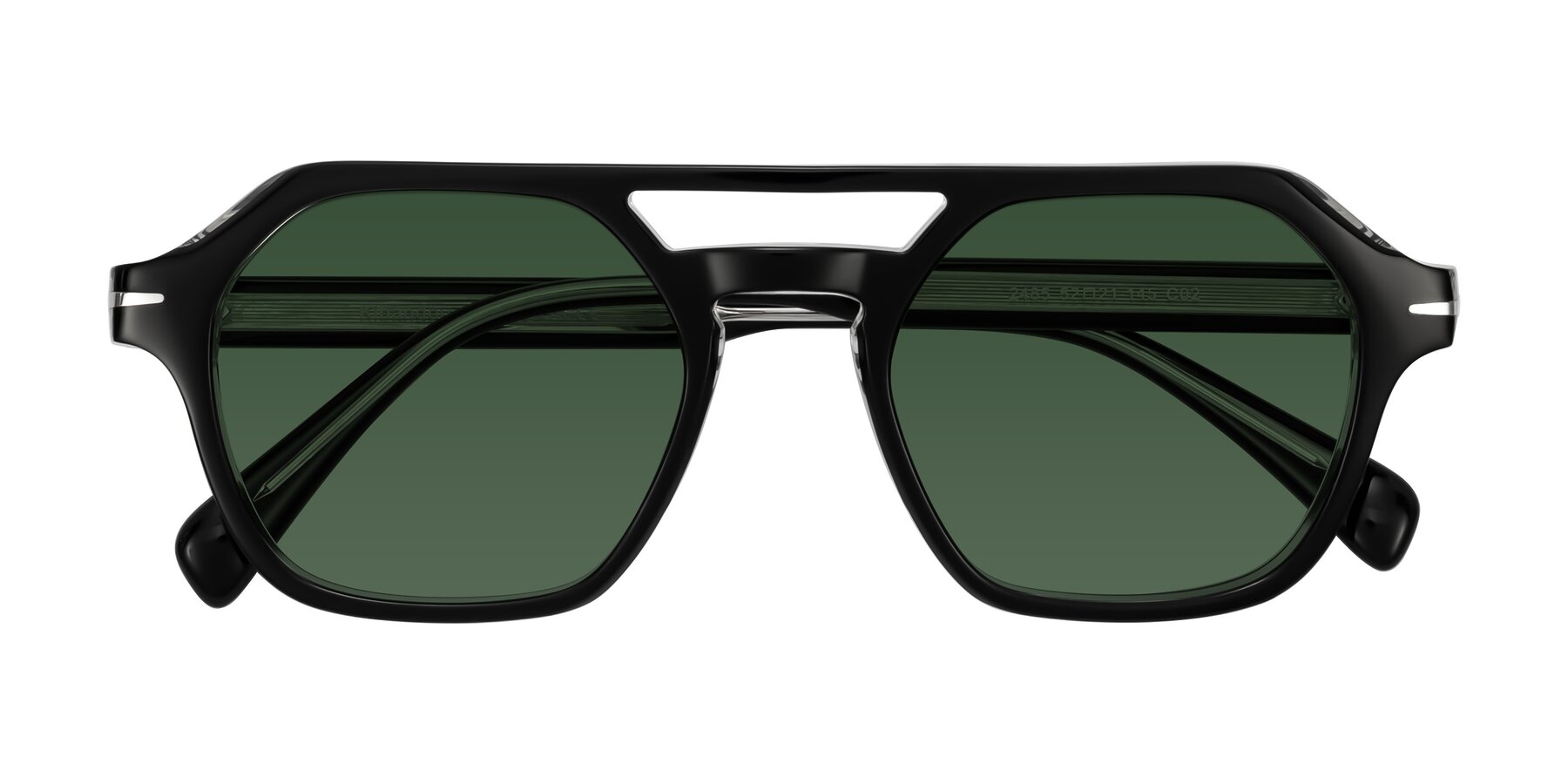Folded Front of Kibandou in Black/Clear with Green Tinted Lenses