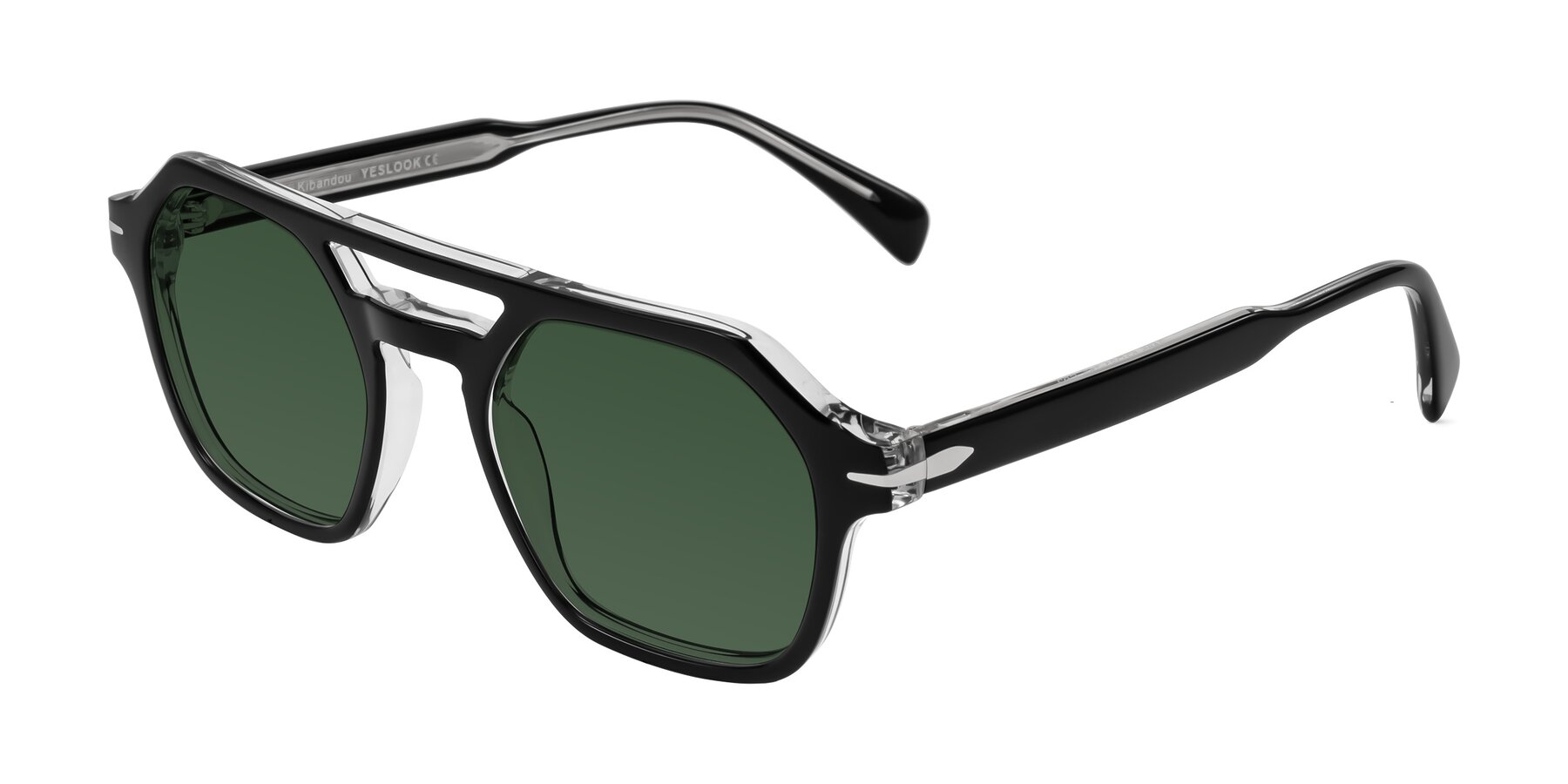 Angle of Kibandou in Black/Clear with Green Tinted Lenses