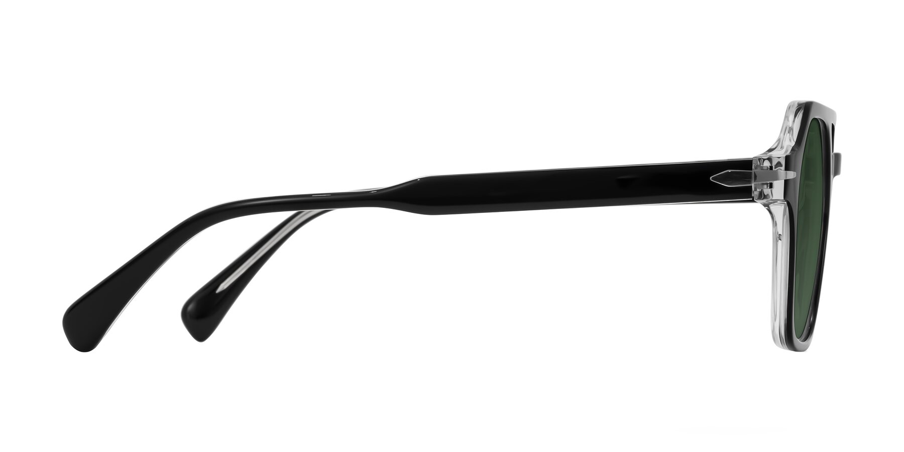 Side of Kibandou in Black/Clear with Green Tinted Lenses