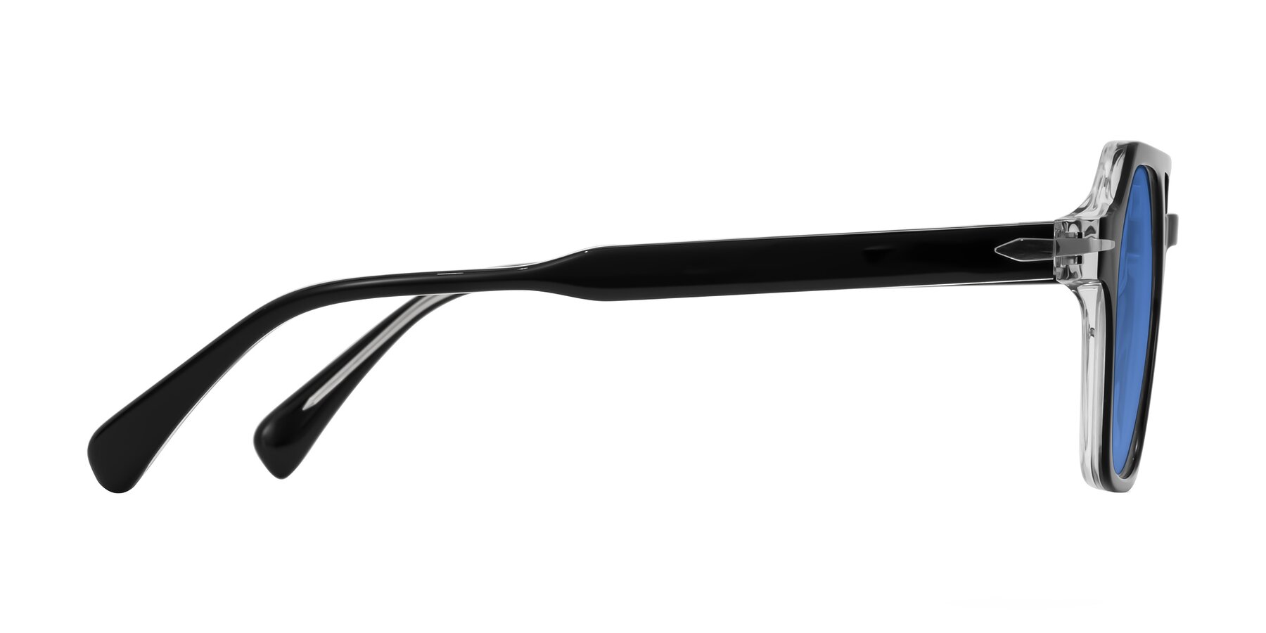 Side of Kibandou in Black/Clear with Blue Tinted Lenses
