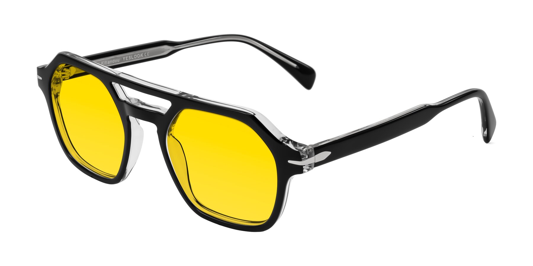 Angle of Kibandou in Black/Clear with Yellow Tinted Lenses