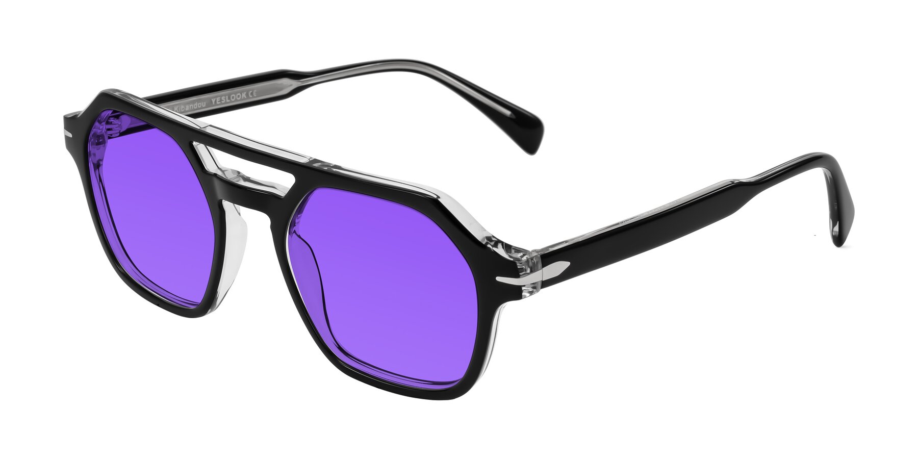 Angle of Kibandou in Black/Clear with Purple Tinted Lenses
