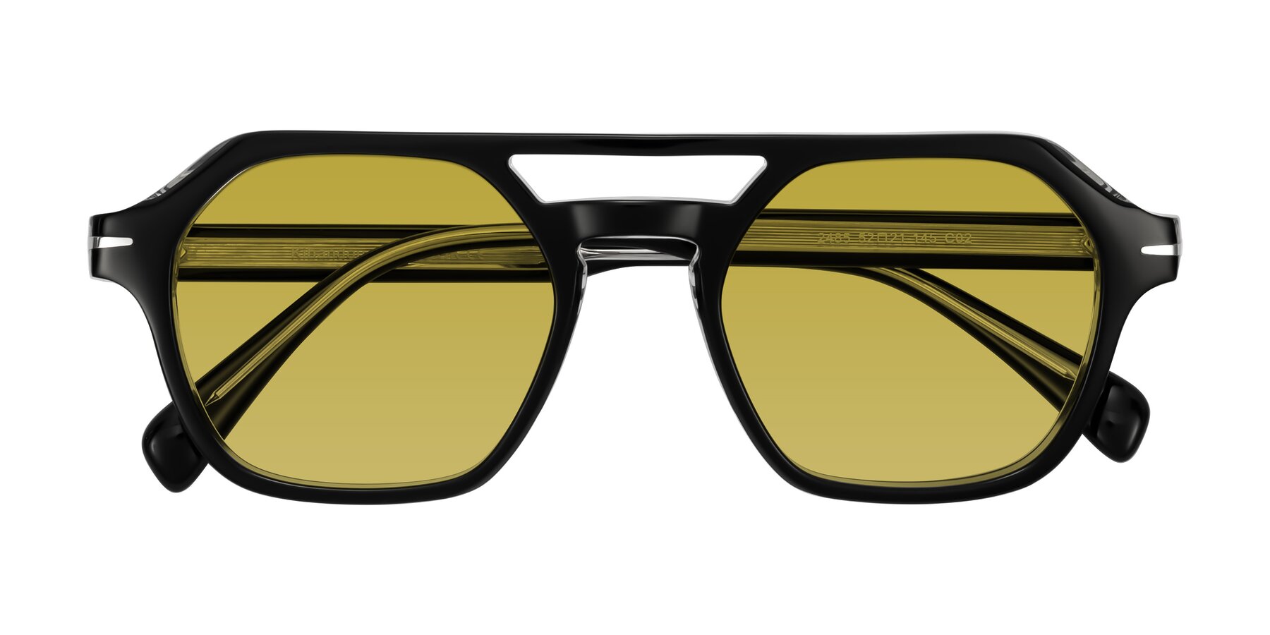 Folded Front of Kibandou in Black/Clear with Champagne Tinted Lenses