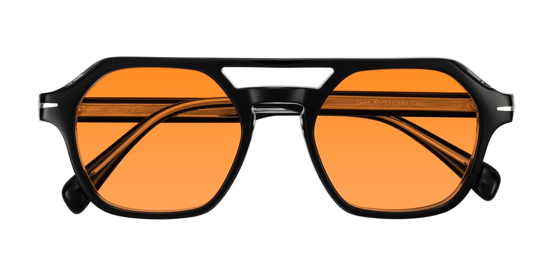 Folded Front of Kibandou in Black/Clear with Orange Tinted Lenses
