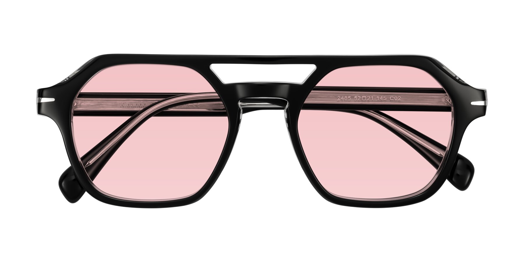 Folded Front of Kibandou in Black/Clear with Light Garnet Tinted Lenses