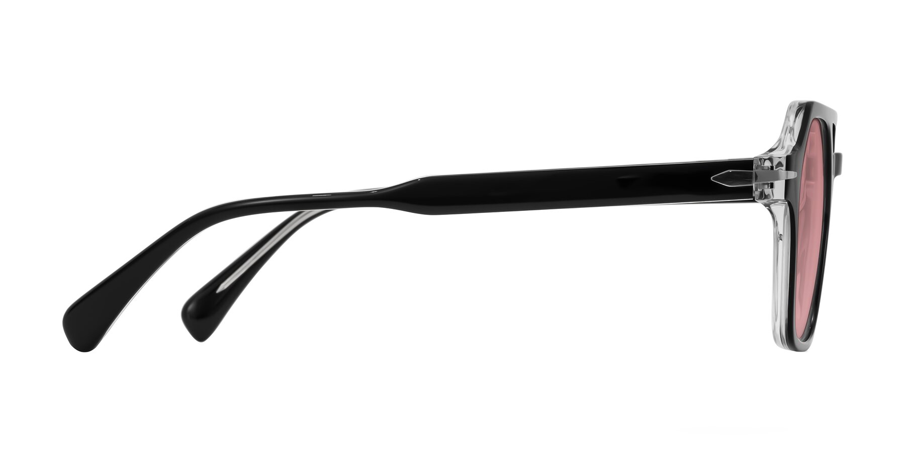Side of Kibandou in Black/Clear with Medium Garnet Tinted Lenses