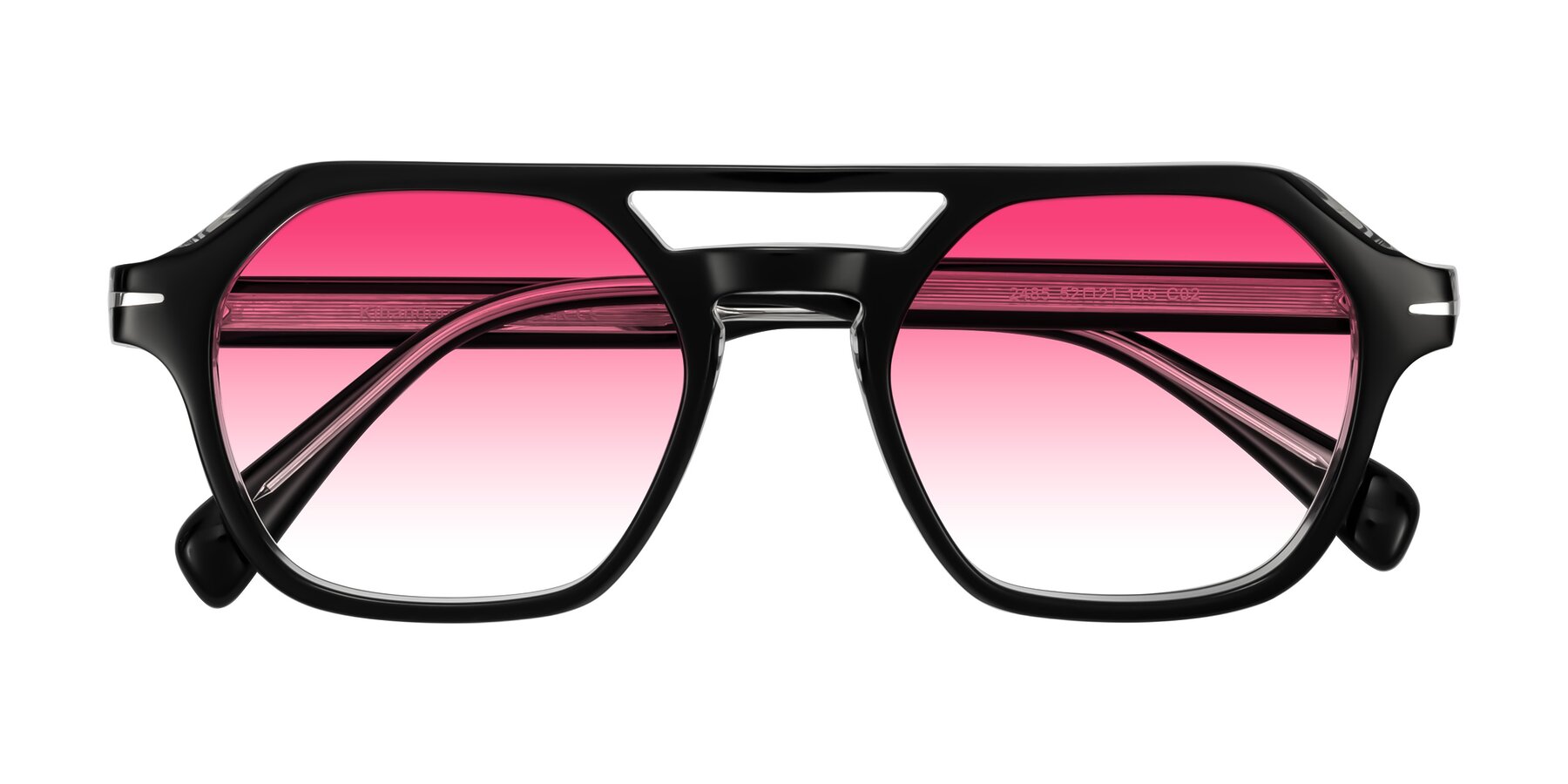 Folded Front of Kibandou in Black/Clear with Pink Gradient Lenses