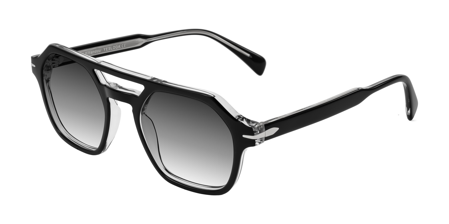 Angle of Kibandou in Black/Clear with Gray Gradient Lenses