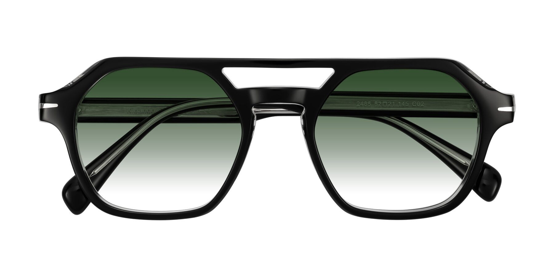 Folded Front of Kibandou in Black/Clear with Green Gradient Lenses