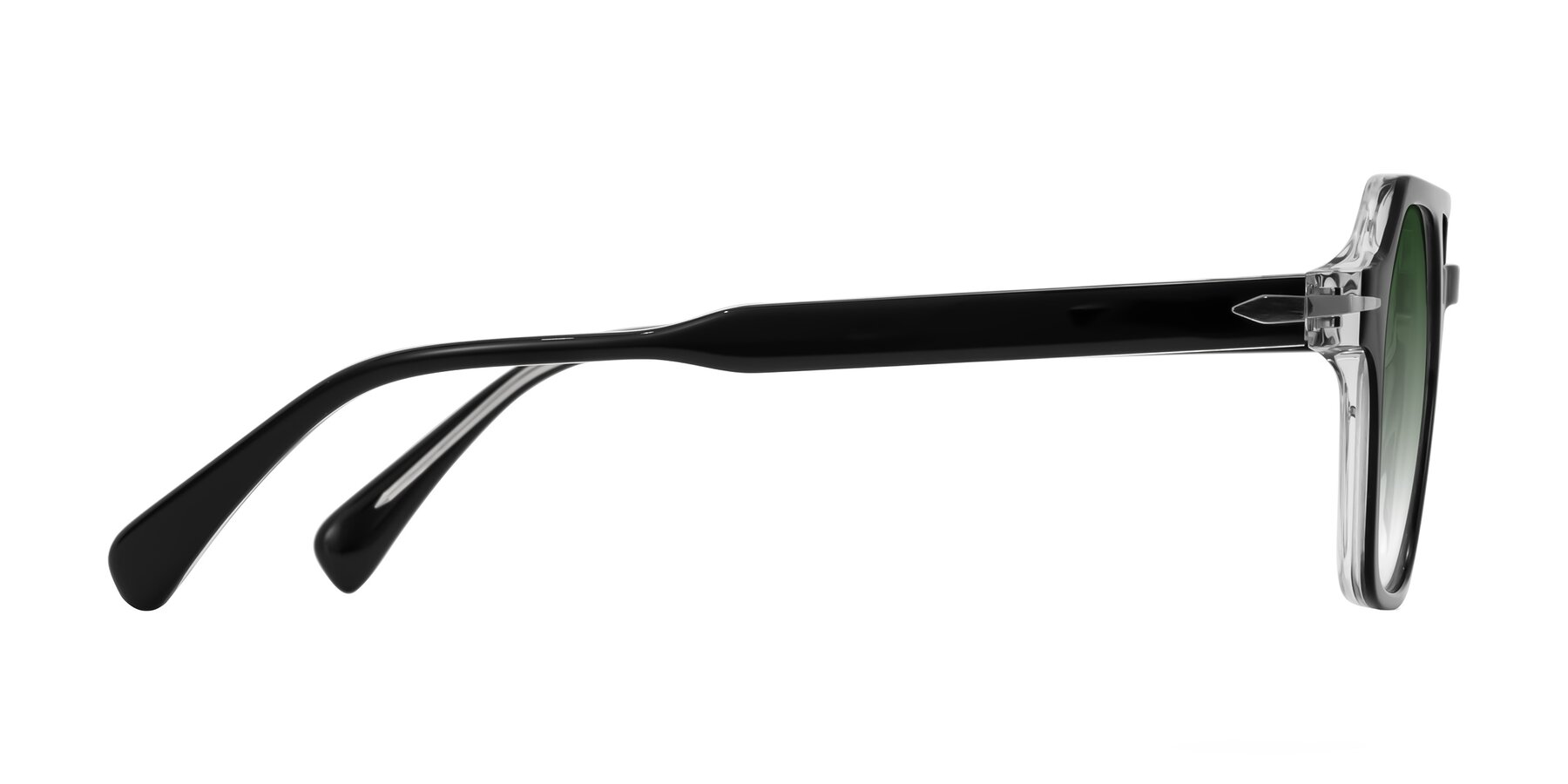 Side of Kibandou in Black/Clear with Green Gradient Lenses