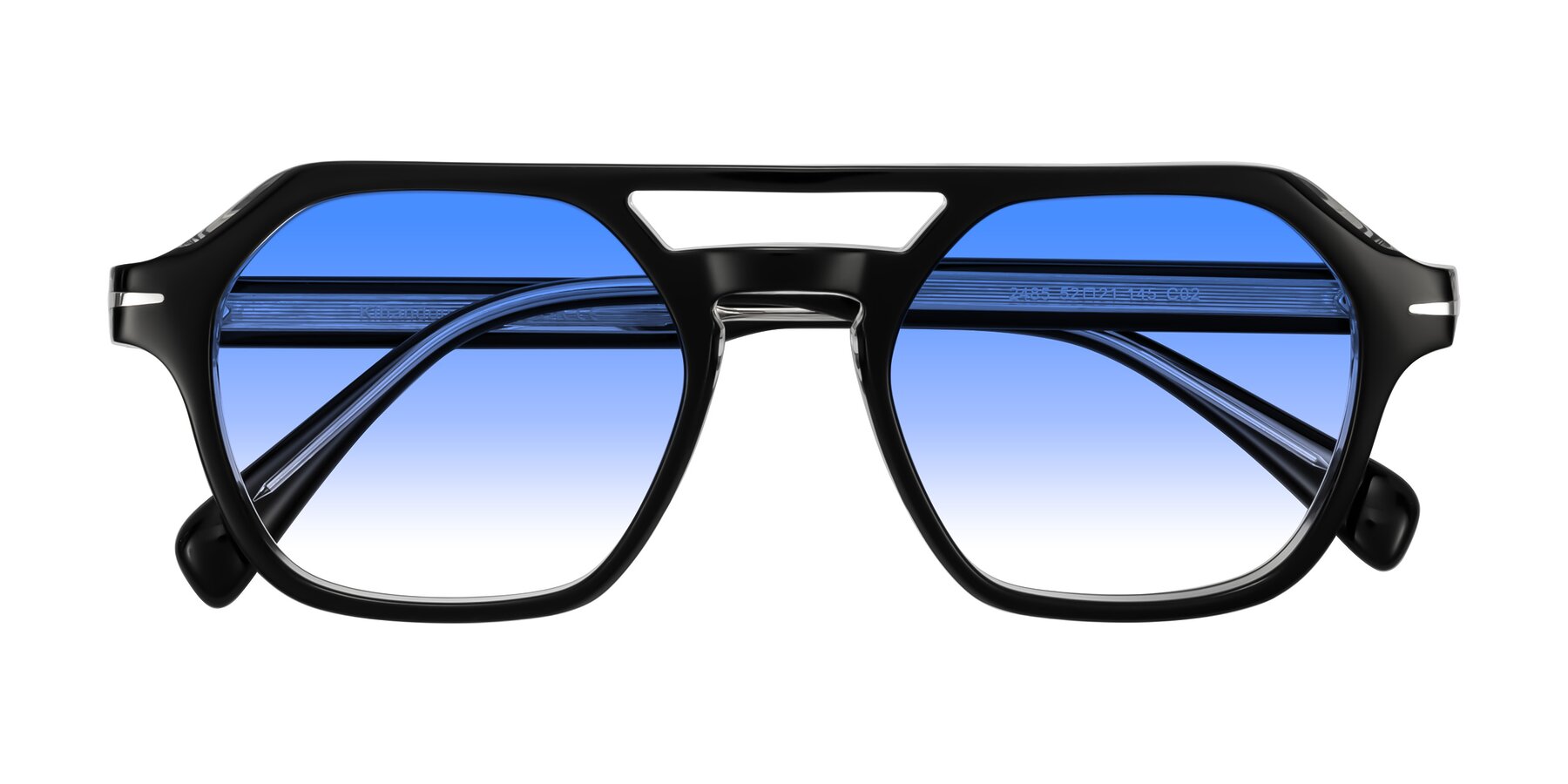 Folded Front of Kibandou in Black/Clear with Blue Gradient Lenses