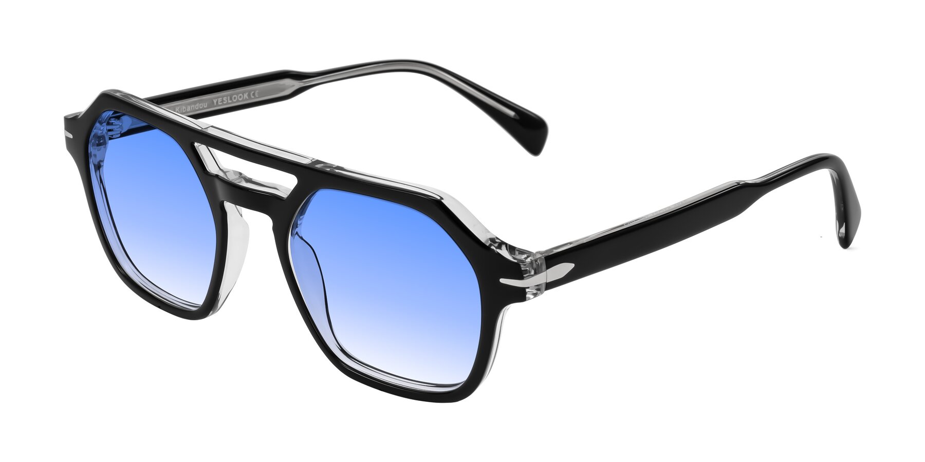 Angle of Kibandou in Black/Clear with Blue Gradient Lenses