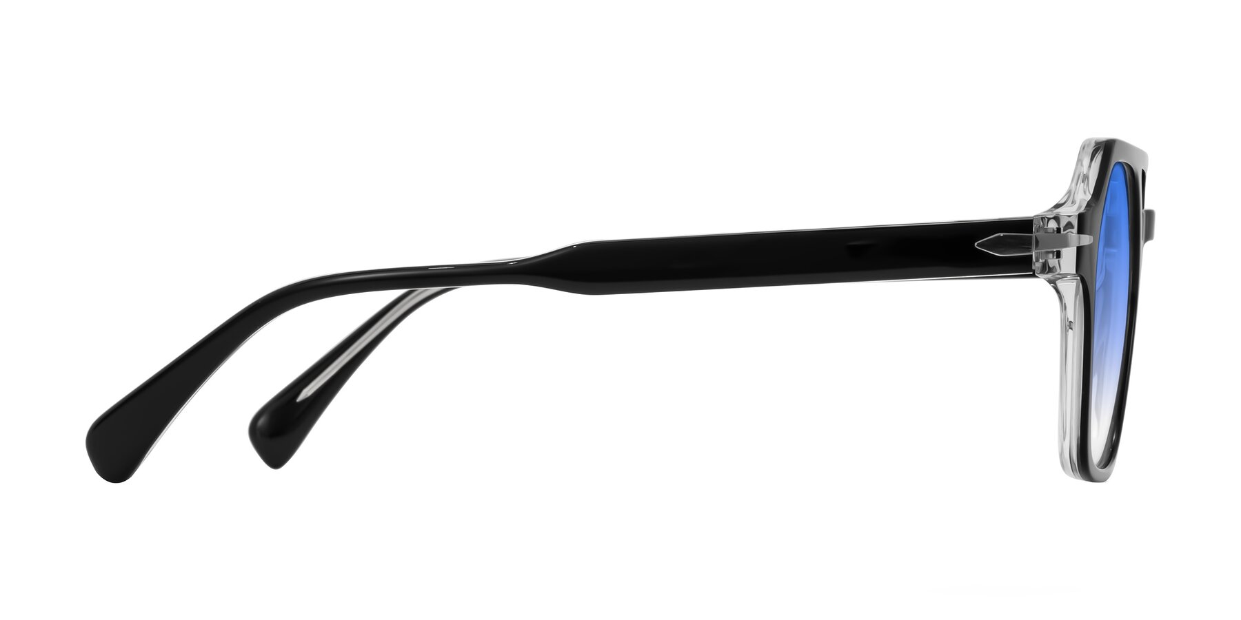 Side of Kibandou in Black/Clear with Blue Gradient Lenses