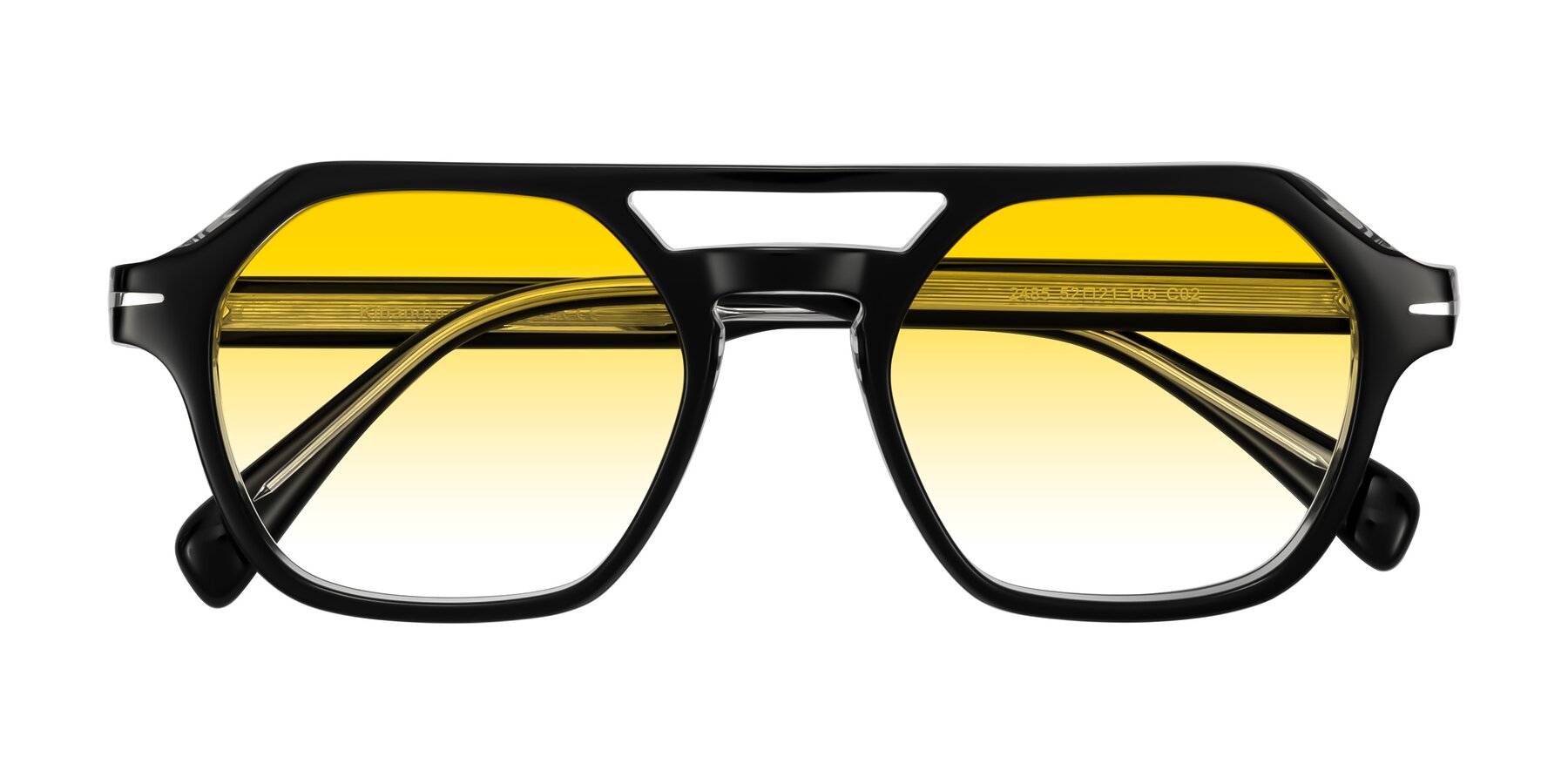 Folded Front of Kibandou in Black/Clear with Yellow Gradient Lenses