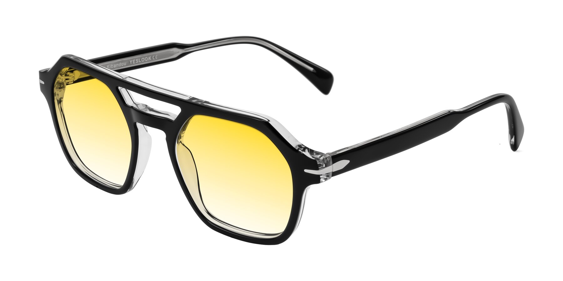 Angle of Kibandou in Black/Clear with Yellow Gradient Lenses