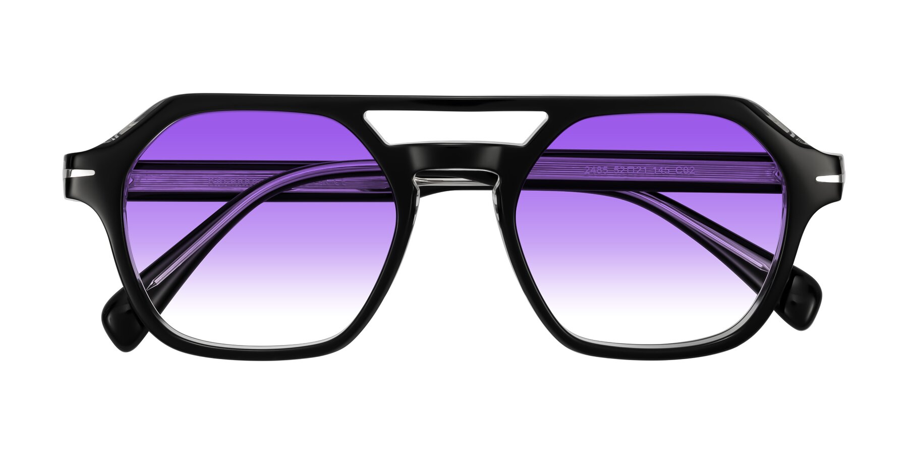 Folded Front of Kibandou in Black/Clear with Purple Gradient Lenses