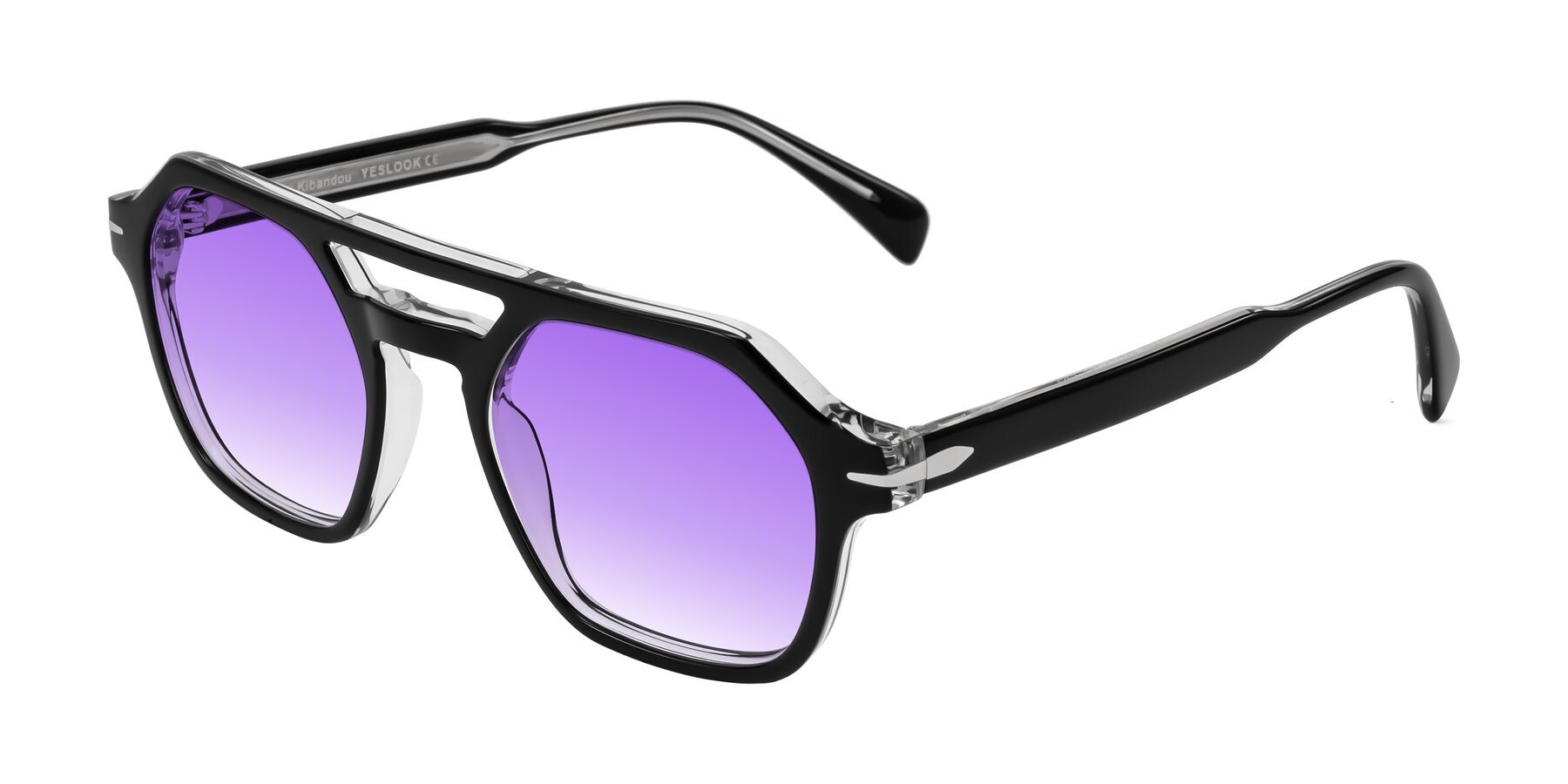 Angle of Kibandou in Black/Clear with Purple Gradient Lenses
