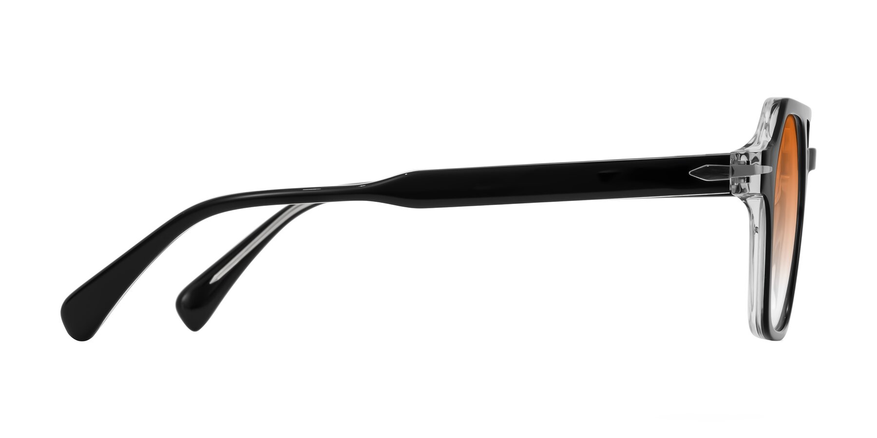Side of Kibandou in Black/Clear with Orange Gradient Lenses