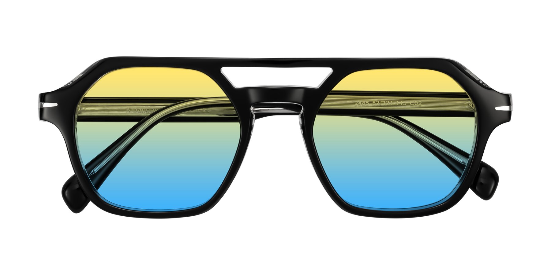 Folded Front of Kibandou in Black/Clear with Yellow / Blue Gradient Lenses