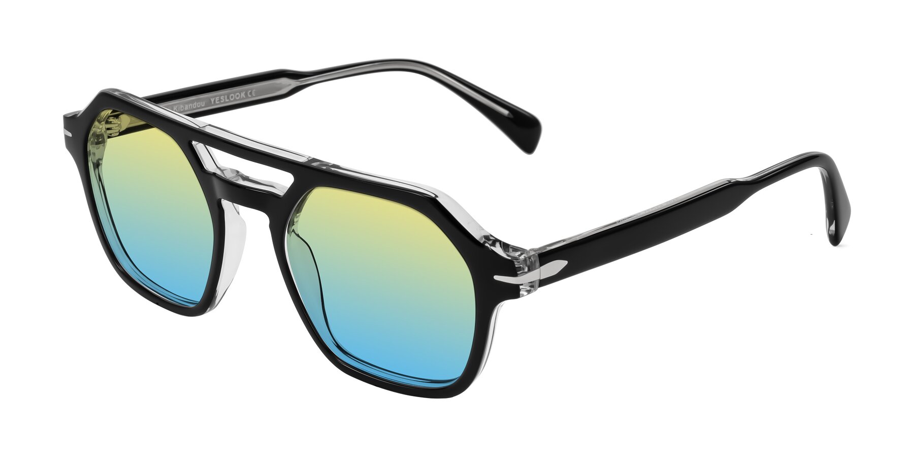 Angle of Kibandou in Black/Clear with Yellow / Blue Gradient Lenses