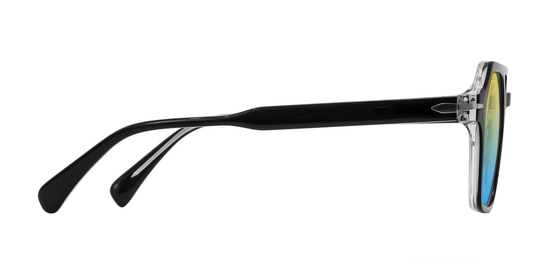 Side of Kibandou in Black/Clear with Yellow / Blue Gradient Lenses