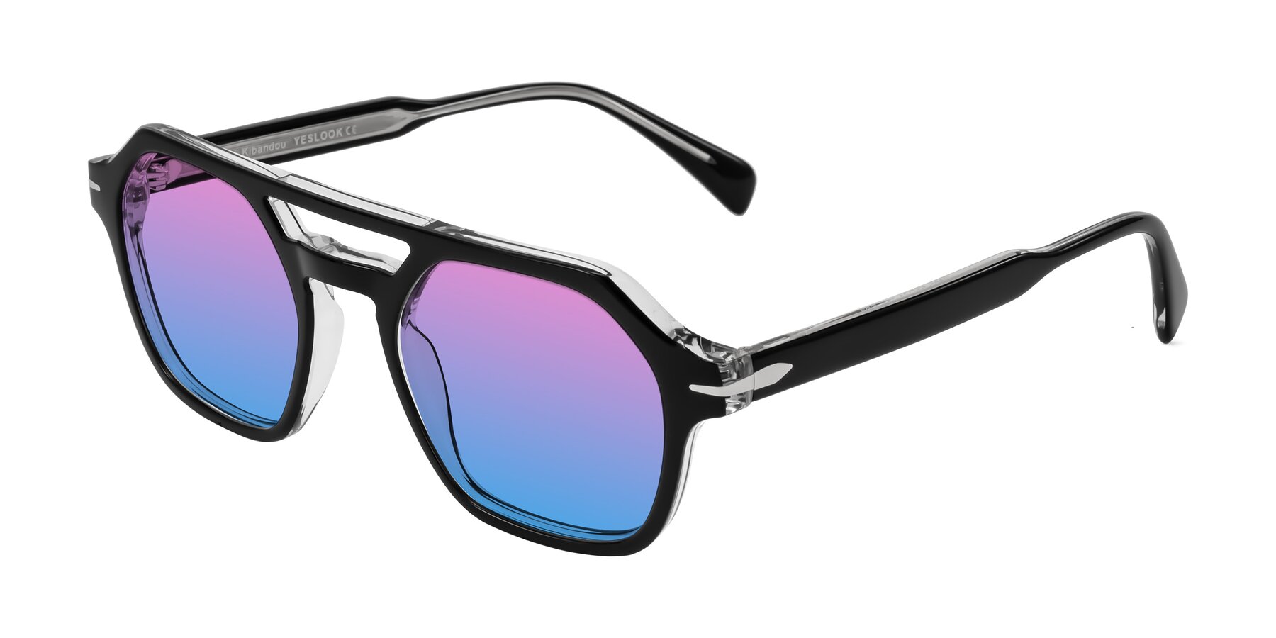 Angle of Kibandou in Black/Clear with Pink / Blue Gradient Lenses