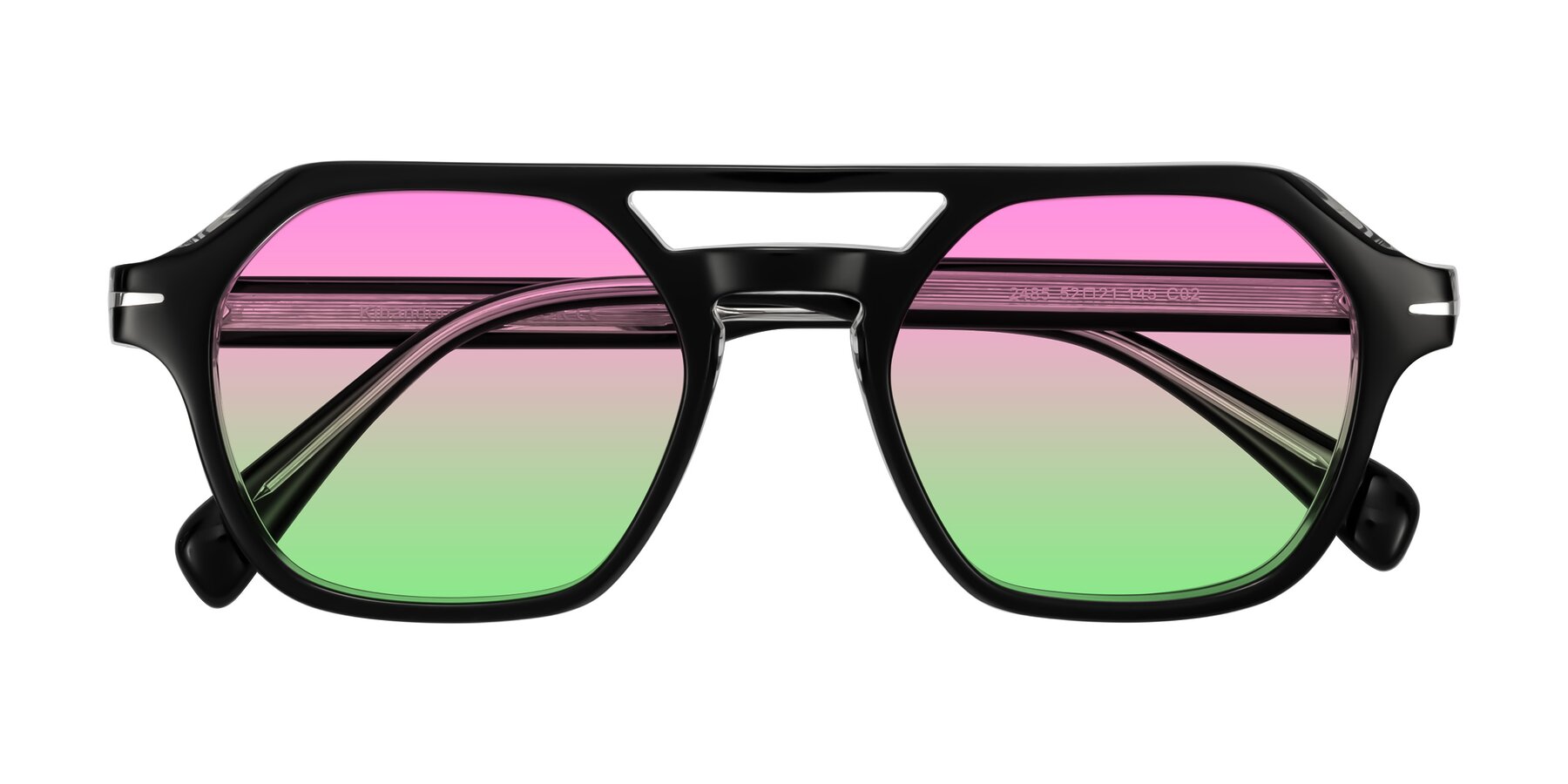 Folded Front of Kibandou in Black/Clear with Pink / Green Gradient Lenses