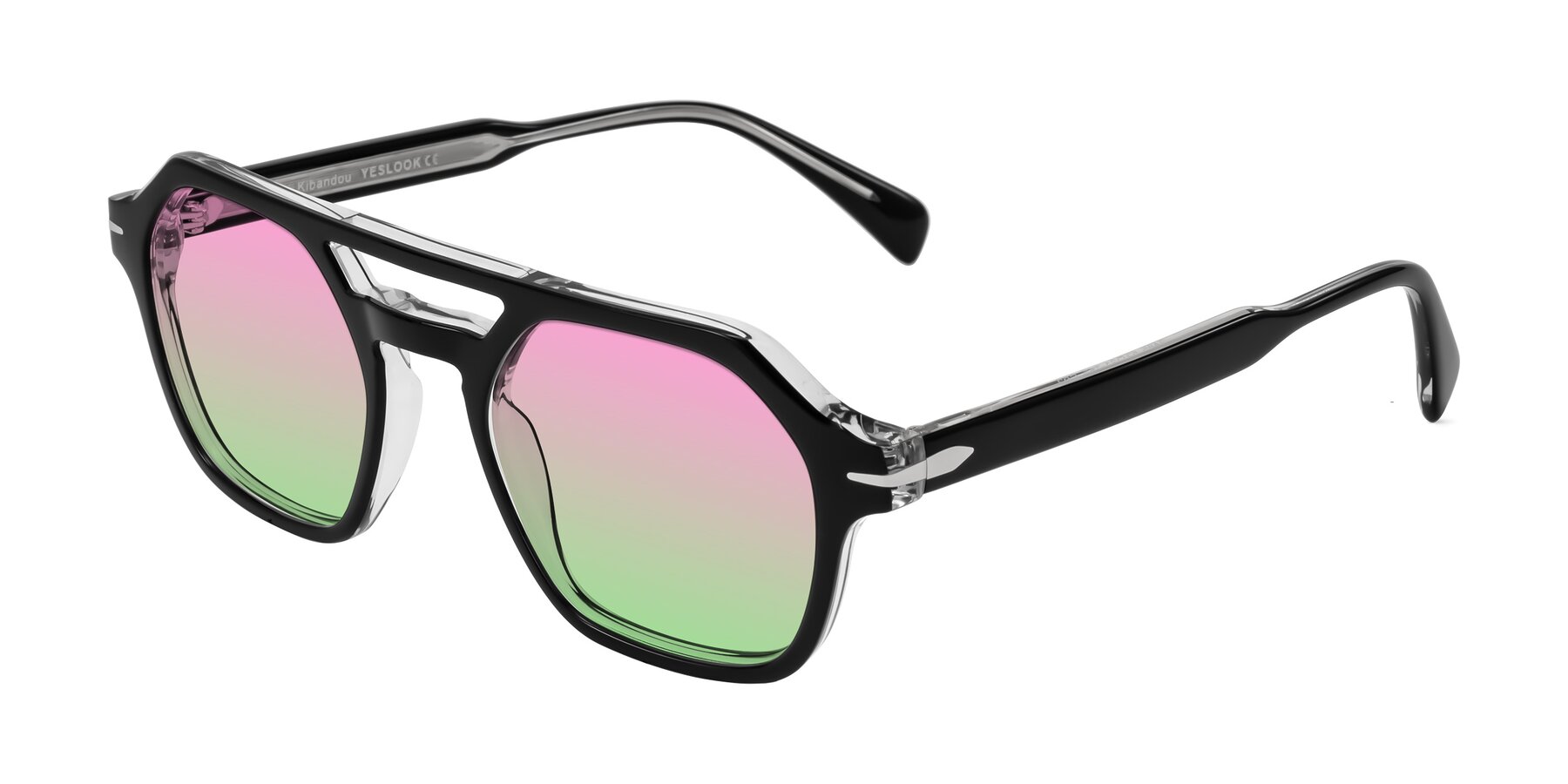 Angle of Kibandou in Black/Clear with Pink / Green Gradient Lenses