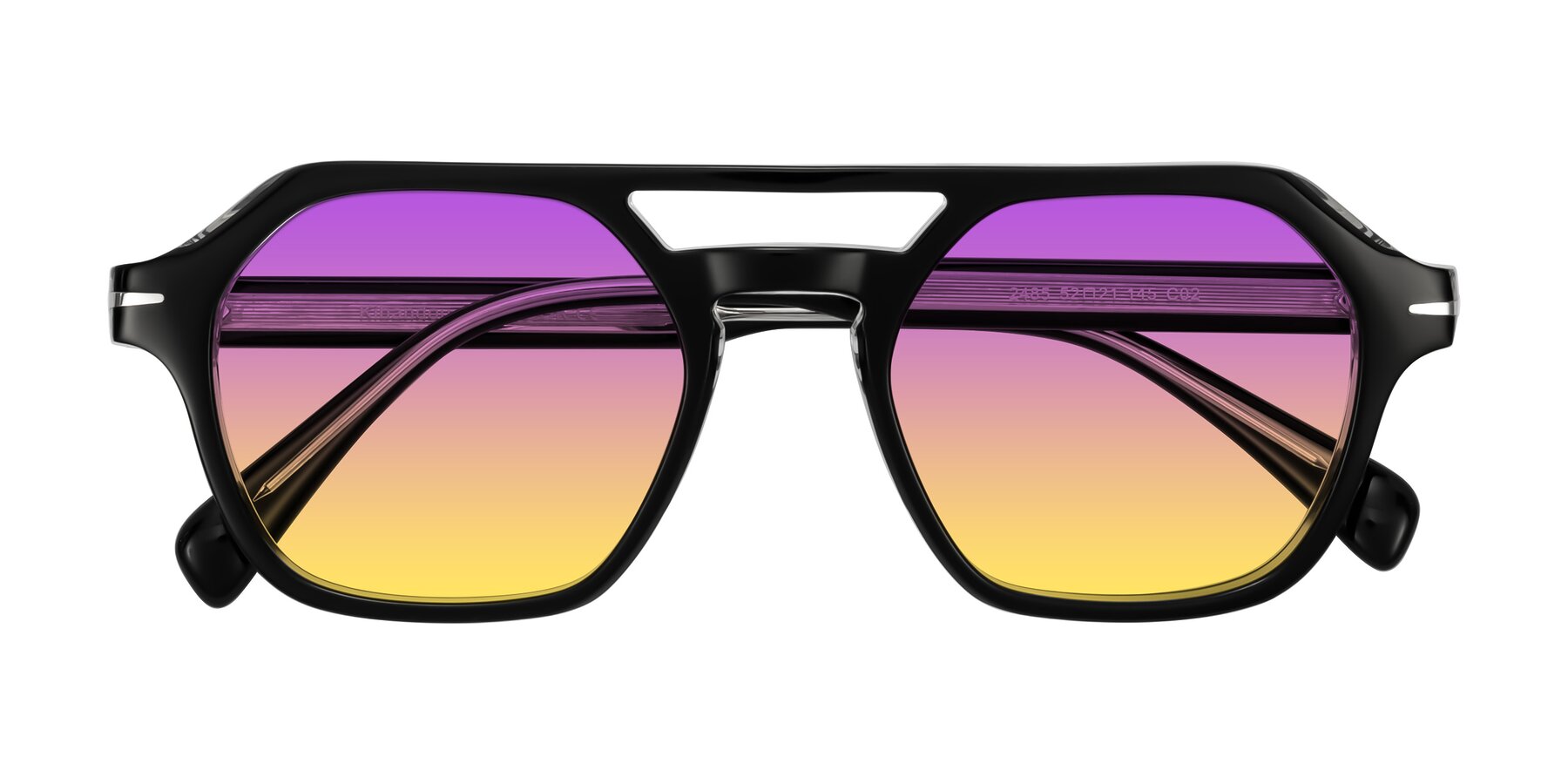 Folded Front of Kibandou in Black/Clear with Purple / Yellow Gradient Lenses