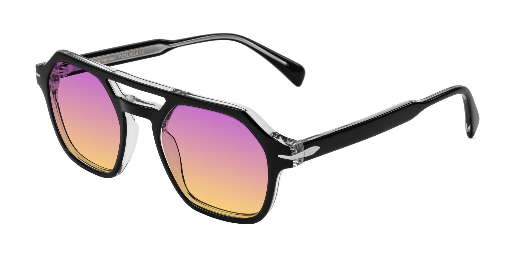 Angle of Kibandou in Black/Clear with Purple / Yellow Gradient Lenses