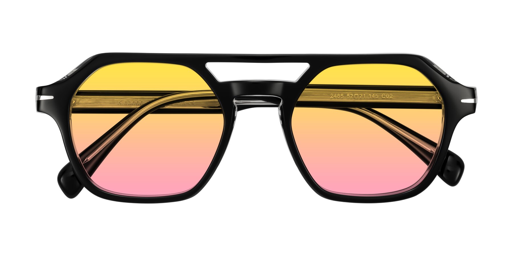 Folded Front of Kibandou in Black/Clear with Yellow / Pink Gradient Lenses