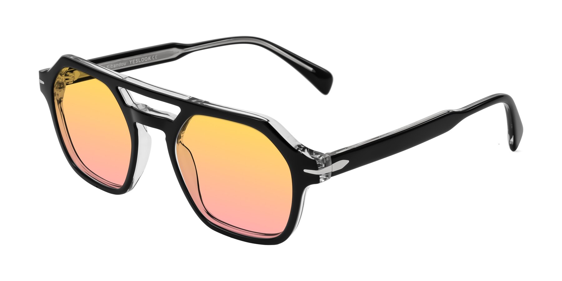 Angle of Kibandou in Black/Clear with Yellow / Pink Gradient Lenses