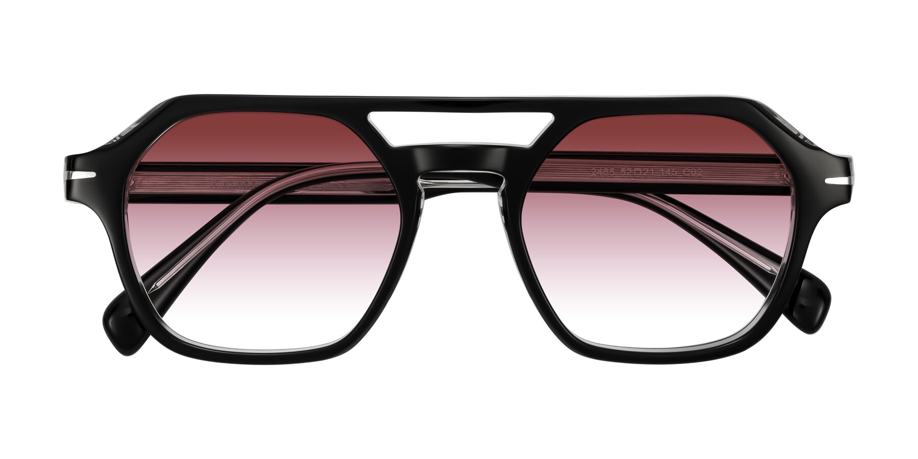 Folded Front of Kibandou in Black/Clear with Garnet Gradient Lenses