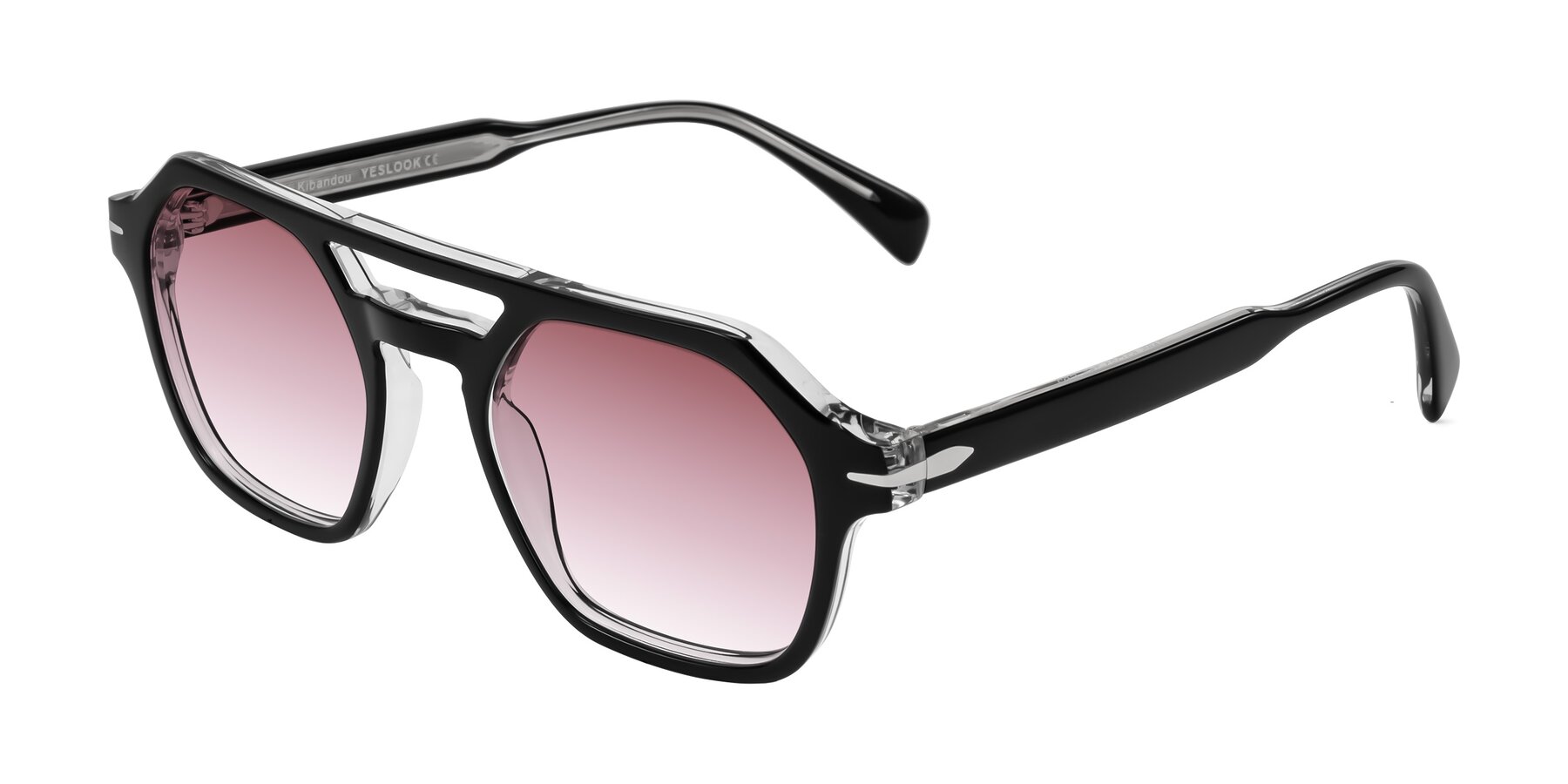 Angle of Kibandou in Black/Clear with Garnet Gradient Lenses