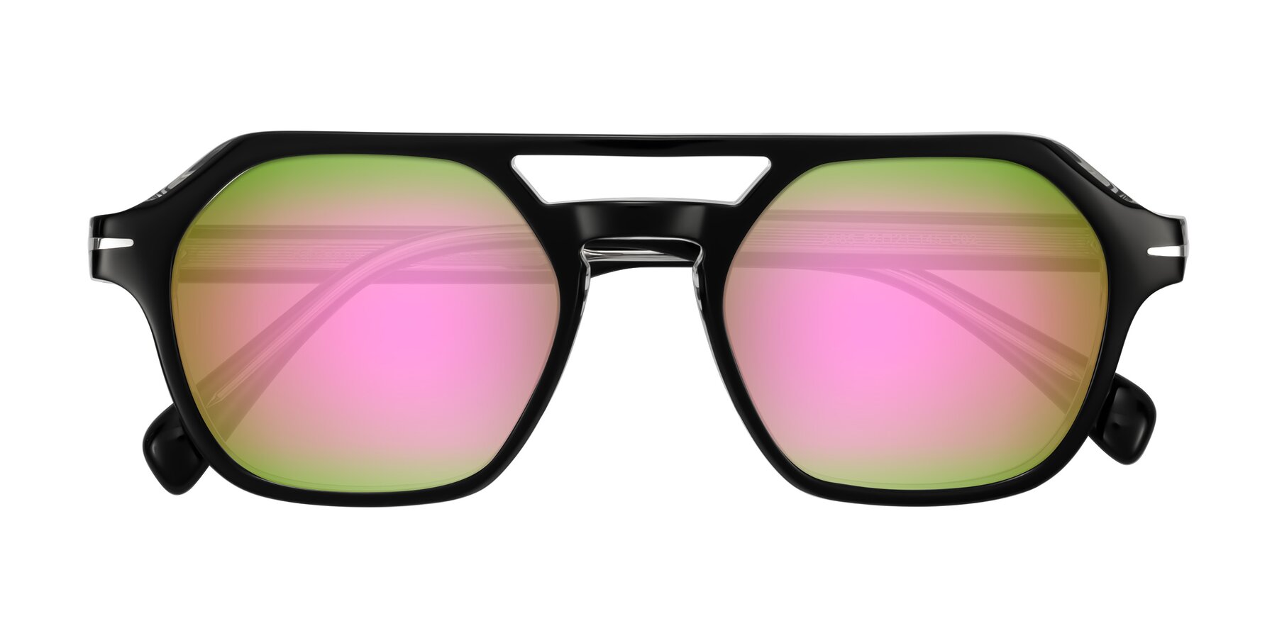 Folded Front of Kibandou in Black/Clear with Pink Mirrored Lenses