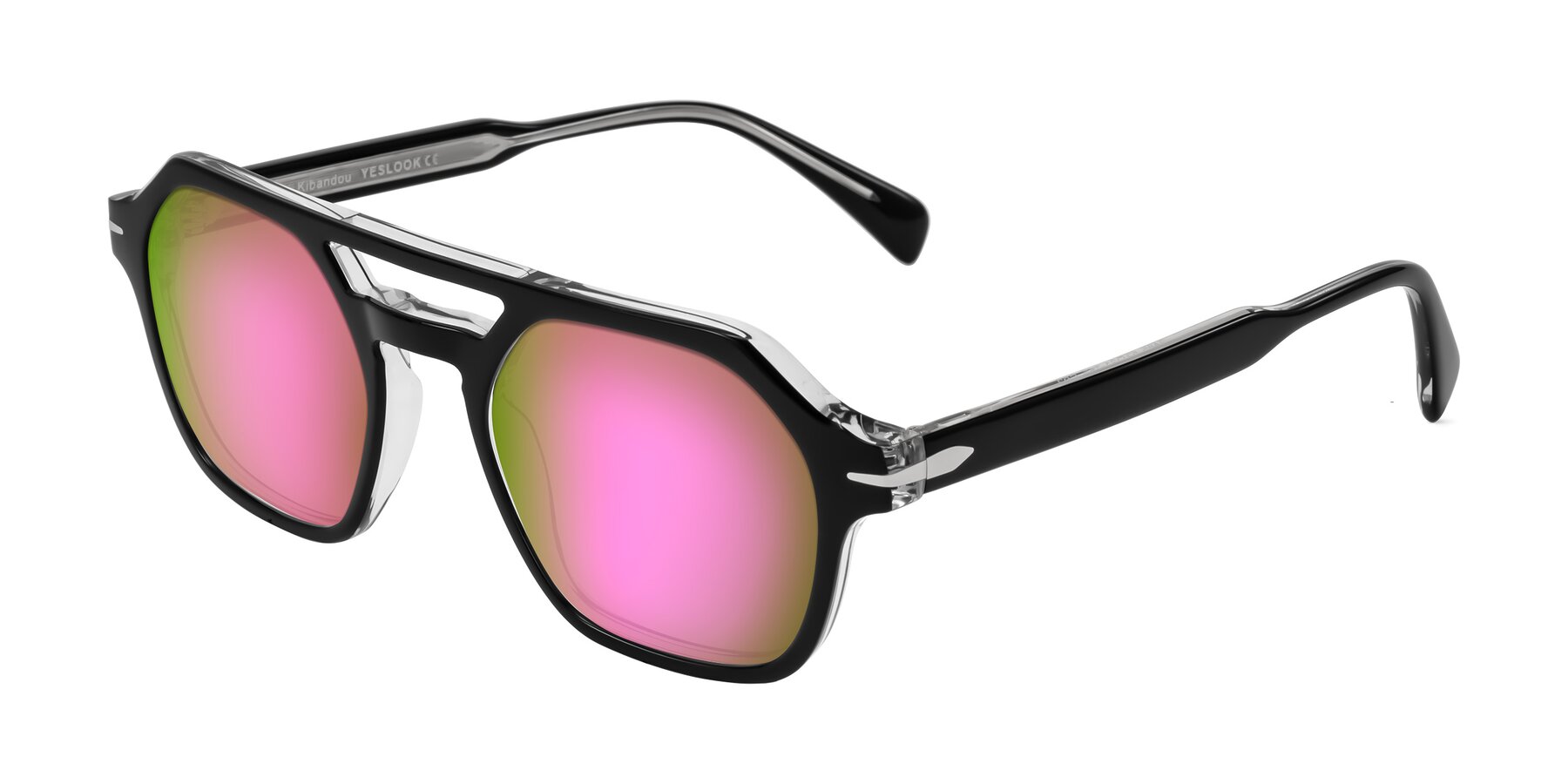 Angle of Kibandou in Black/Clear with Pink Mirrored Lenses
