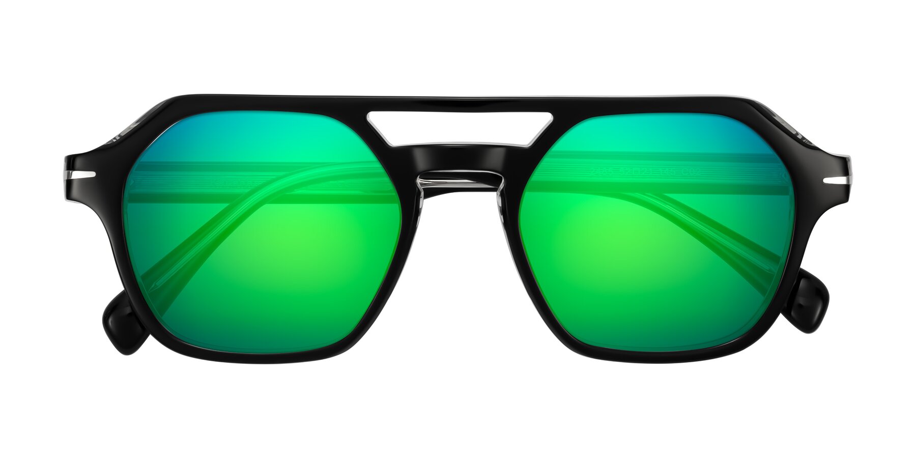 Folded Front of Kibandou in Black/Clear with Green Mirrored Lenses