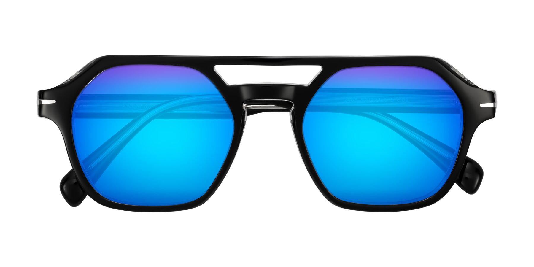 Folded Front of Kibandou in Black/Clear with Blue Mirrored Lenses