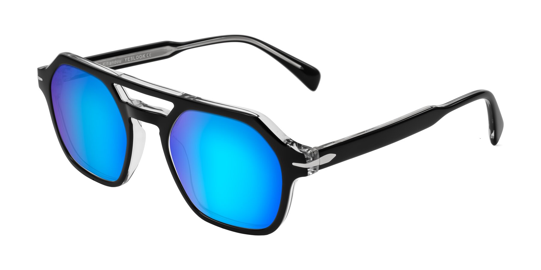 Angle of Kibandou in Black/Clear with Blue Mirrored Lenses