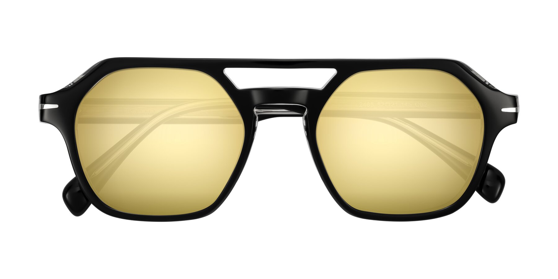 Folded Front of Kibandou in Black/Clear with Gold Mirrored Lenses